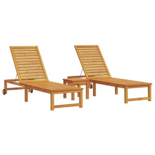 Leżak 3 pcs Brązowy Lite Drewno Akacji