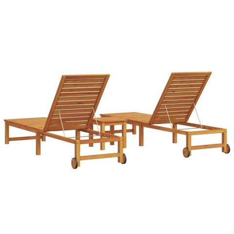 Leżak 3 pcs Brązowy Lite Drewno Akacji