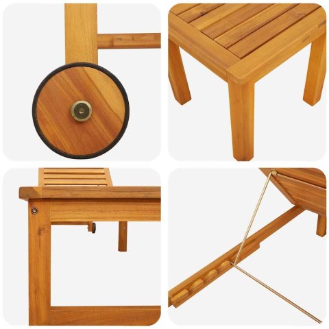 Leżak 3 pcs Brązowy Lite Drewno Akacji