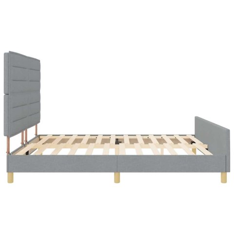 Ramka łóżka Z zagłówkiem Jasnoszary 200 x 200 cm tkanina