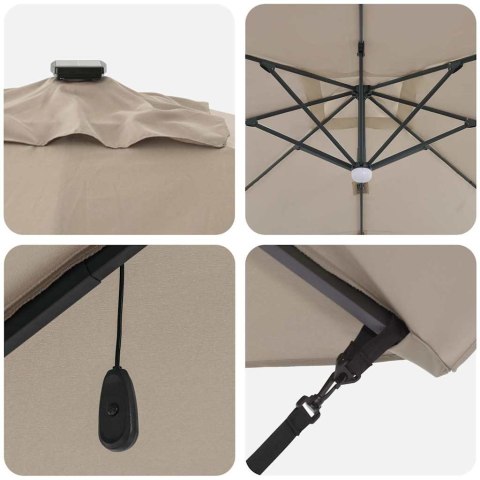 Parasol Roma Ze LED Lights Ciemnoszary 286 x 284 x 270 cm