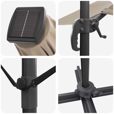 Parasol Roma Ze LED Lights Ciemnoszary 286 x 284 x 270 cm
