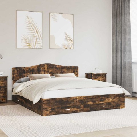 Ramka łóżka Dąb wędzony 200 x 200 cm Materiał drewnopochodny