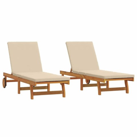 Leżak 2-osoba 2 pcs Brązowy Lite Drewno Akacji