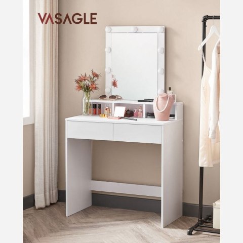 Toaletka z lustrem i 9 LED, biała, 80x40x145 cm, nowoczesna