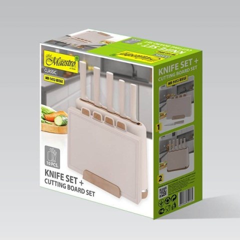 Zestaw noży + desek MR-1412-BEIGE MAESTRO