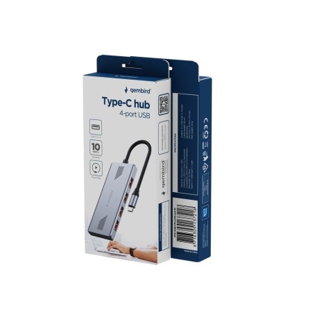 GEMBIRD 4-PORTOWY HUB USB 3.2 (GEN 2) TYPU C SZARY