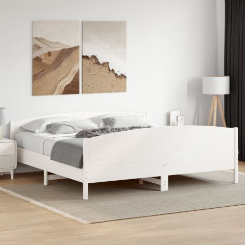 Łóżko bez materaca, białe, 200x200 cm, lite drewno sosnowe