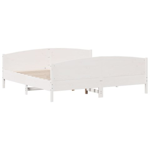 Łóżko bez materaca, białe, 200x200 cm, lite drewno sosnowe