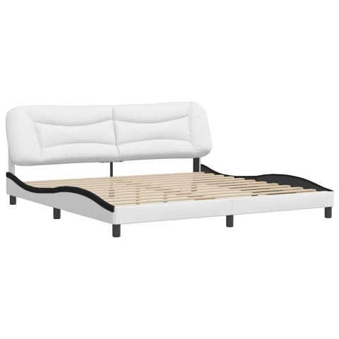 Rama łóżka bez materaca, Hvar, biało-czarna, 200x200 cm, ekoskóra