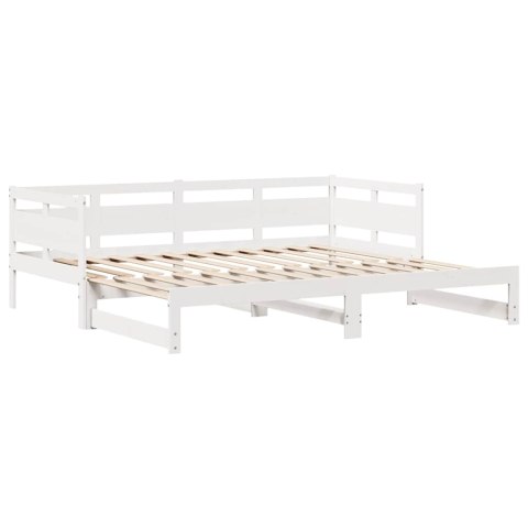 Sofa rozsuwana z szufladami, bez materaca, białe, 90x200 cm