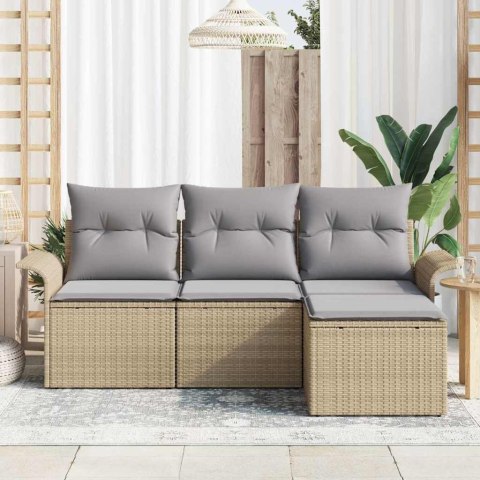 Zestaw Sof z poduszką 4 pcs Beżowy polirattan