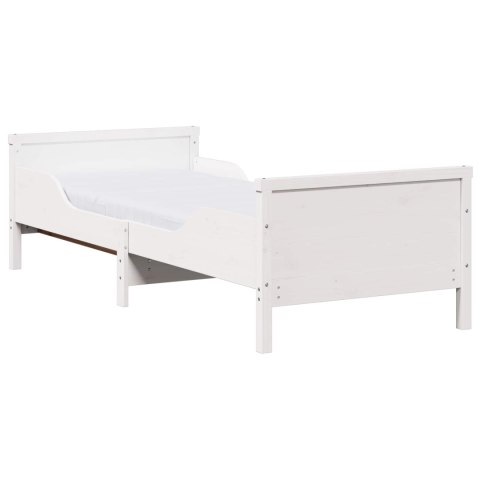 Ramka łóżka z materacem Biały 80 x 200 cm Lite drewno sosnowe