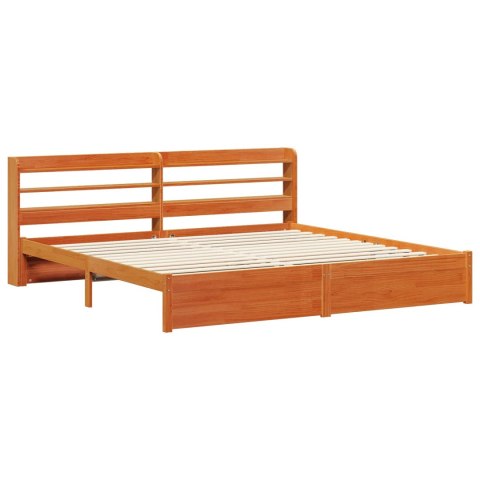 Ramka łóżka Z zagłówkiem 2 pcs Woskowy Brąz Lite drewno sosnowe
