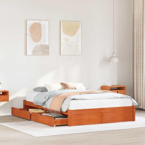 Ramka łóżka z szufladą 3 pcs Woskowy Brąz Lite drewno sosnowe
