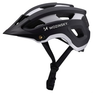 Kask rowerowy MTB z odpinanym daszkiem lekki 57-62 cm - czarno-srebrny