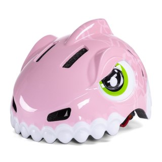 Kask rowerowy dziecięcy 52-56 cm - różowy dinozaur