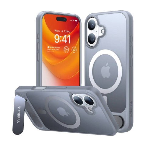 Etui magnetyczne TORRAS Pstand Series iPhone 16 Plus (szare)