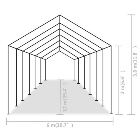 Namiot imprezowy z PE, 6 x 12 m, szary