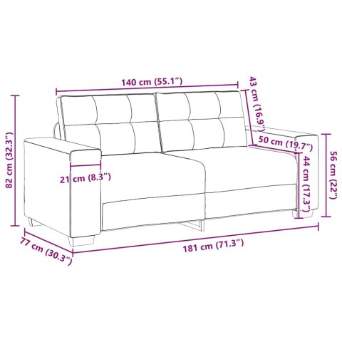 Sofa dwuosobowa, czarna, 180x77x82 cm, tkanina