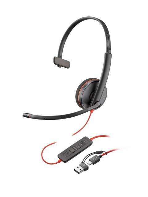 Słuchawki Poly Blackwire 3220 Stereo USB-C Black Headset +USB-C/A Adapter (Box) 8X228AA