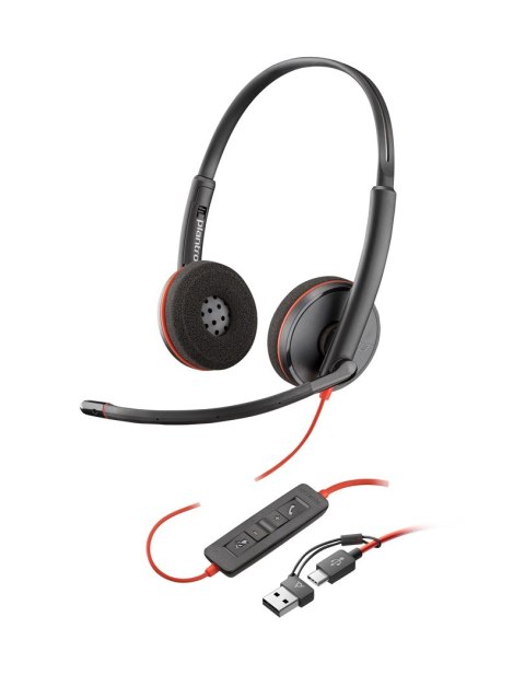 Słuchawki Poly Blackwire 3220 Stereo USB-C Black Headset +USB-C/A Adapter (Box) 8X228AA