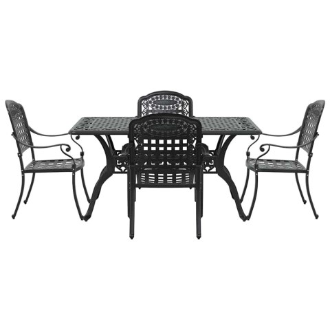 Zestaw do jadalni w ogrodzie 5 pcs Czarny Aluminium