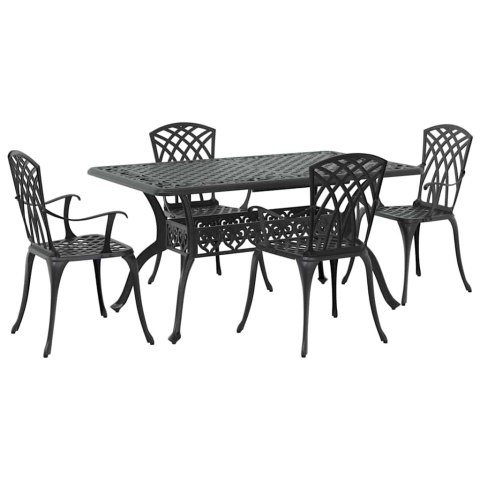 Zestaw do jadalni w ogrodzie 5 pcs Czarny Aluminium