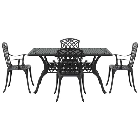 Zestaw do jadalni w ogrodzie 5 pcs Czarny Aluminium