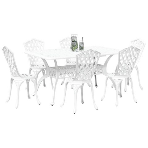 Zestaw do jadalni w ogrodzie 7 pcs Biały Aluminium