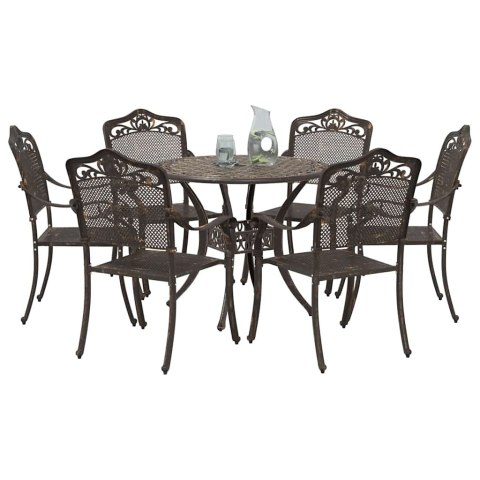 Zestaw do jadalni w ogrodzie 7 pcs kolor bronzu Aluminium
