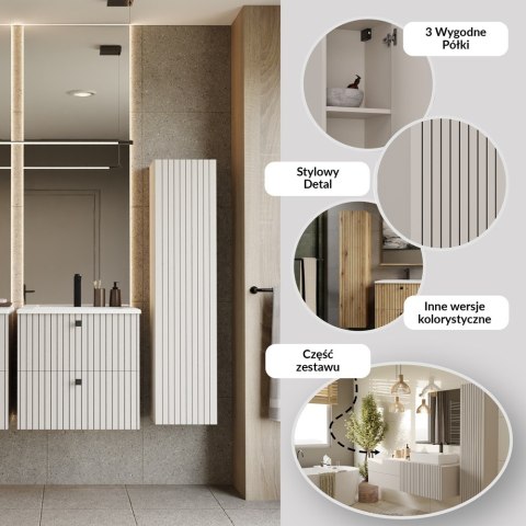SZAFKA ŁAZIENKOWA WISZĄCA SŁUPEK REGAŁ TIGO 1D KASZMIR RYFLOWANY FRONT