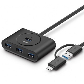 Hub USB UGREEN CR113 4-portowy OTG (czarny)