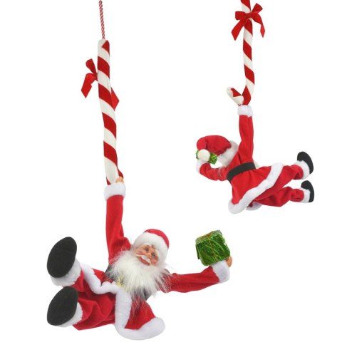 MIKOŁAJ ŚWIĄTECZNY LASKA CANDY GRAJĄCY WISZĄCY 82CM MICA