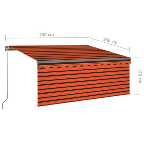 Ręcznie zwijana markiza z zasłoną zacieniającą i LED, 3x2,5 m