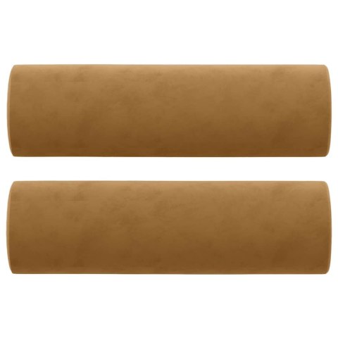 3-osobowa sofa z poduszkami, brązowa, 180 cm, aksamit