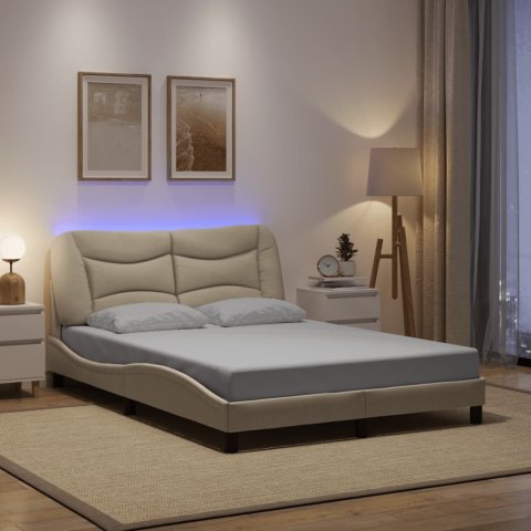 Rama łóżka z LED bez materaca Hvar Kremowa 140x200 cm Tkanina