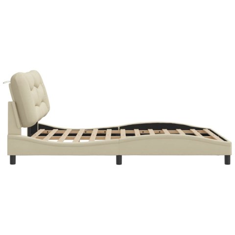 Rama łóżka z LED bez materaca Hvar Kremowa 140x200 cm Tkanina