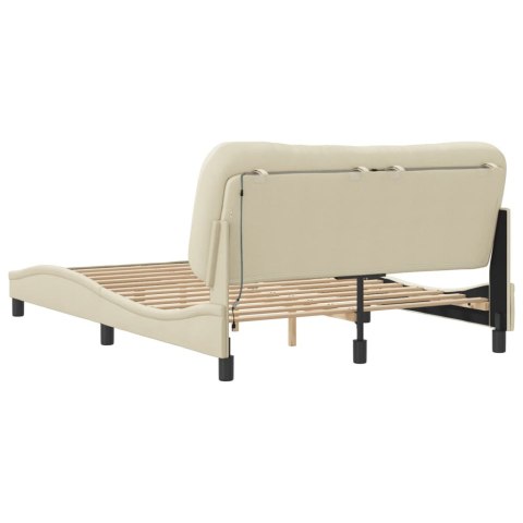 Rama łóżka z LED bez materaca Hvar Kremowa 140x200 cm Tkanina