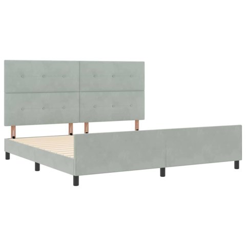 Łóżko sprężynowe Z zagłówkiem Jasnoszary 200 x 200 cm Aksamit