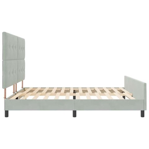 Łóżko sprężynowe Z zagłówkiem Jasnoszary 200 x 200 cm Aksamit