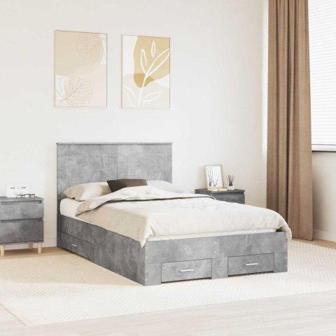 Ramka łóżka Betonowy szary 135 x 190 cm Materiał drewnopochodny