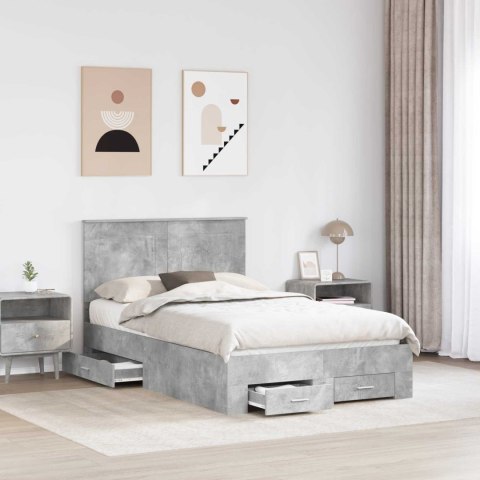 Ramka łóżka Betonowy szary 135 x 190 cm Materiał drewnopochodny