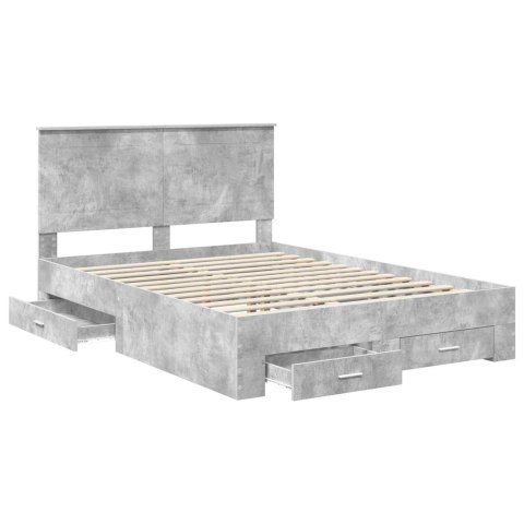 Ramka łóżka Betonowy szary 140 x 200 cm Materiał drewnopochodny