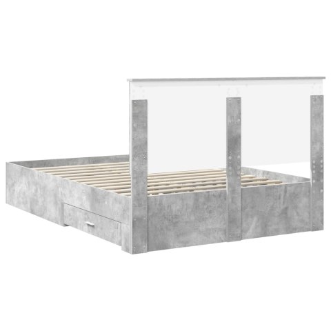 Ramka łóżka Betonowy szary 140 x 200 cm Materiał drewnopochodny