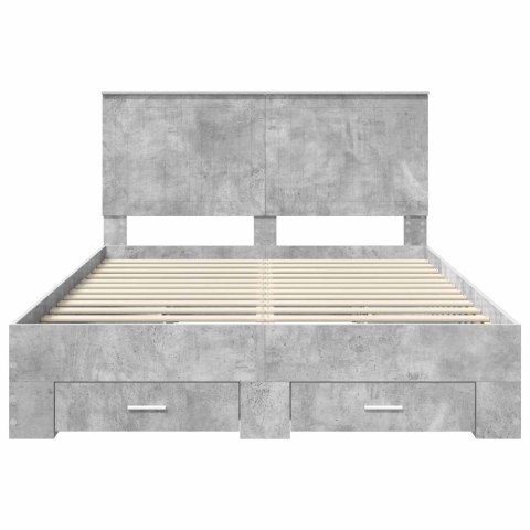 Ramka łóżka Betonowy szary 140 x 200 cm Materiał drewnopochodny