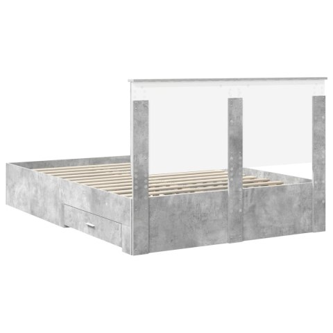 Ramka łóżka Betonowy szary 140 x 200 cm Materiał drewnopochodny