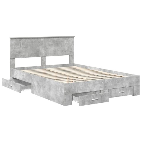 Ramka łóżka Betonowy szary 160 x 200 cm Materiał drewnopochodny