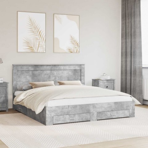 Ramka łóżka Betonowy szary 180 x 200 cm Materiał drewnopochodny