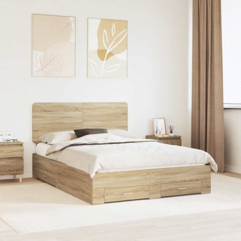 Ramka łóżka Dąb Sonoma 150 x 200 cm Materiał drewnopochodny